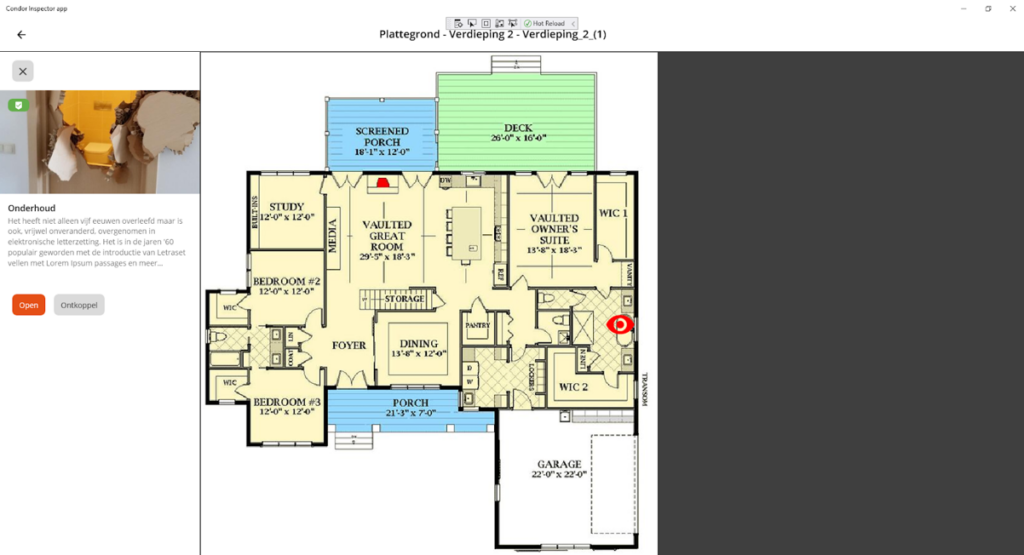 Inspecteren op plattegrond