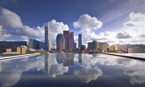 foto skyline vanaf dak ministerie van financieen.